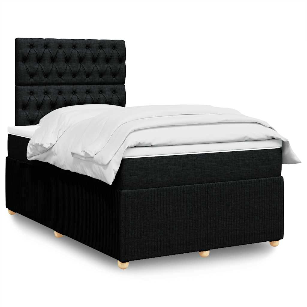 JUNG Vida Boxspringbett mit Matratze Schwarz 120x190 cm Stoff