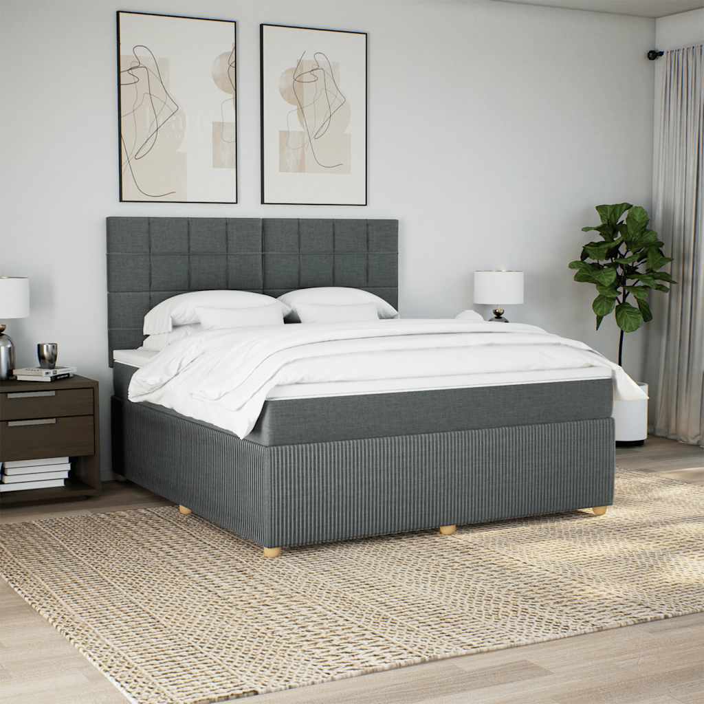 JUNG Vida Boxspringbett mit Matratze Dunkelgrau 180x200 cm Stoff