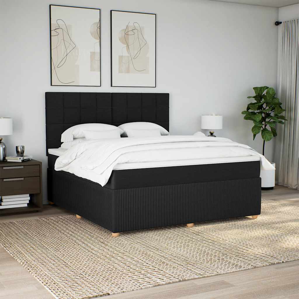JUNG Vida Boxspringbett mit Matratze Schwarz 180x200 cm Stoff