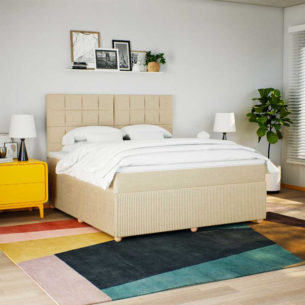 JUNG Vida Boxspringbett mit Matratze Creme 180x200 cm Stoff