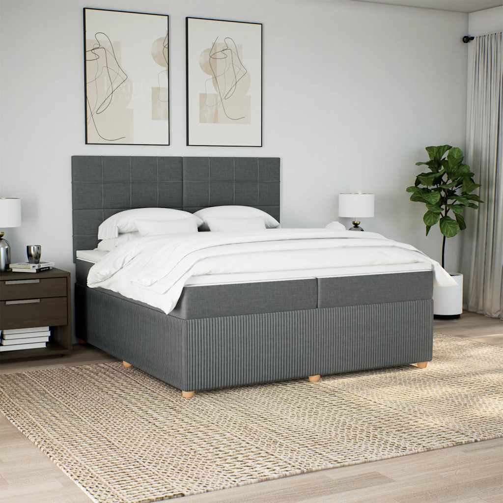 JUNG Vida Boxspringbett mit Matratze Dunkelgrau 200x200 cm Stoff