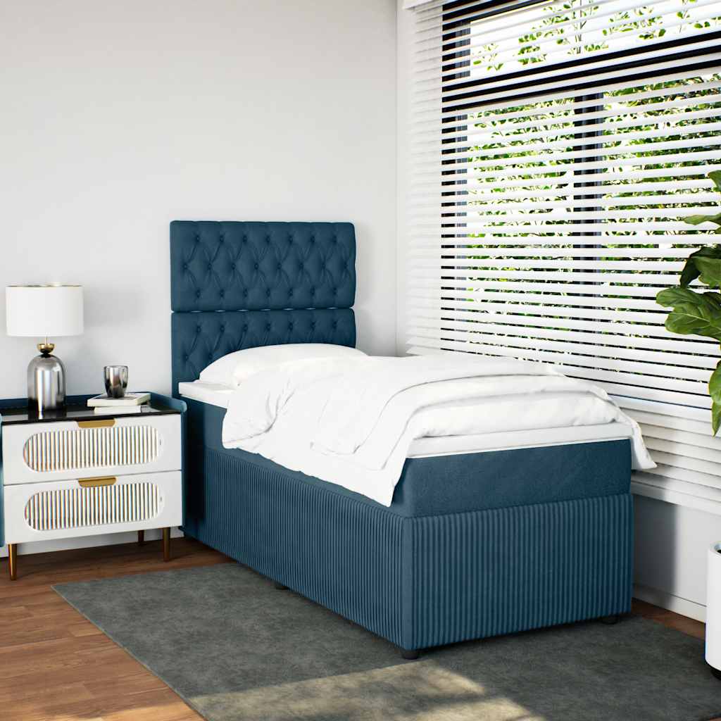 JUNG Vida Boxspringbett mit Matratze Blau 80x200 cm Samt