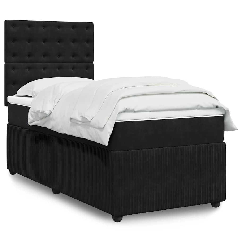 JUNG Vida Boxspringbett mit Matratze Schwarz 100x200 cm Samt