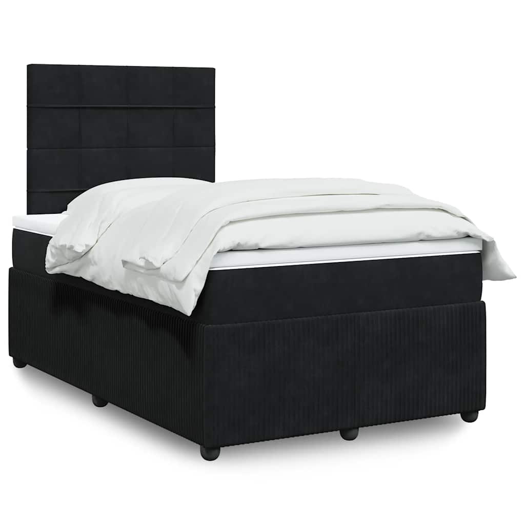 JUNG Vida Boxspringbett mit Matratze Schwarz 120x200 cm Samt