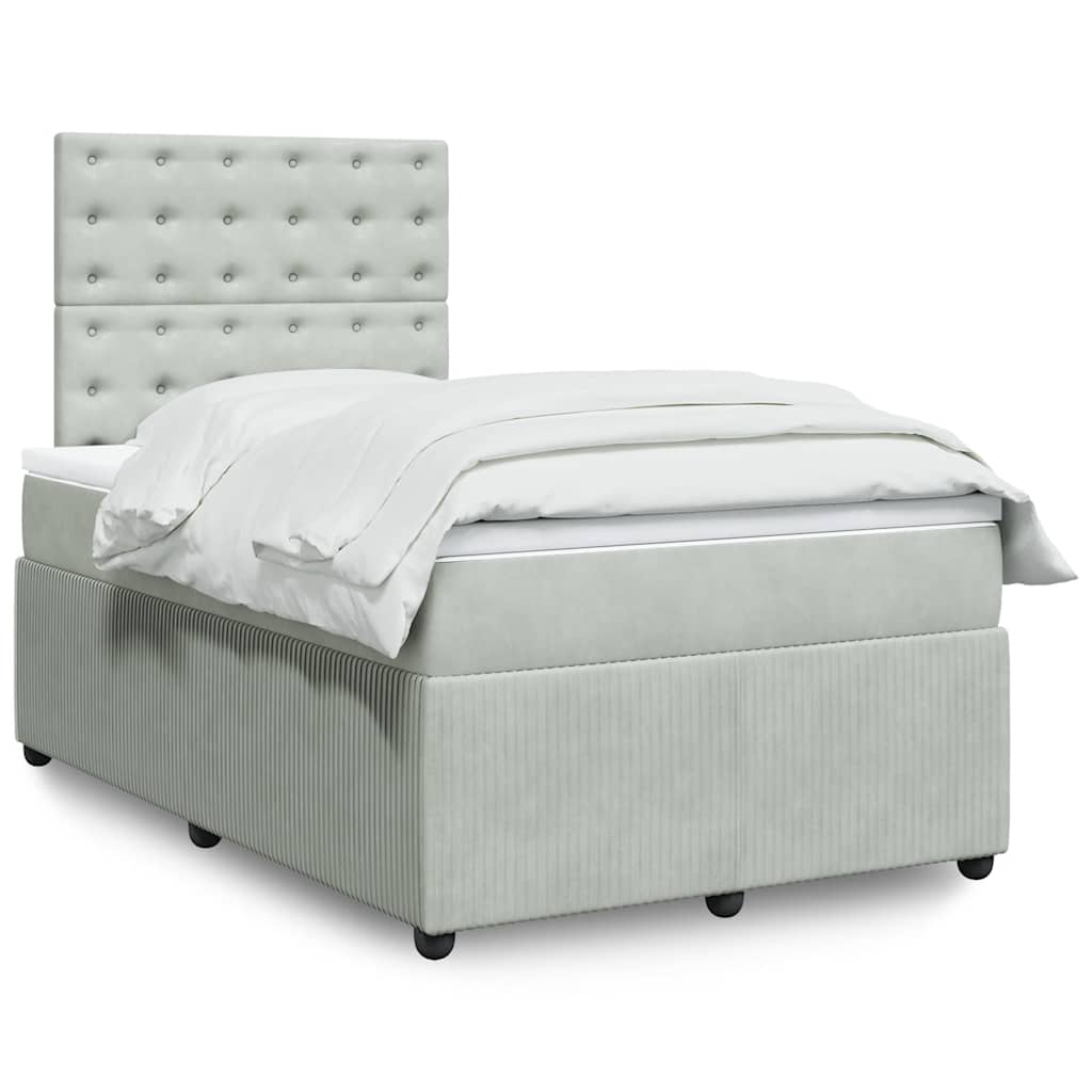 JUNG Vida Boxspringbett mit Matratze Hellgrau 120x200 cm Samt