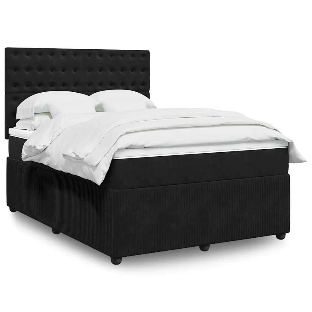 JUNG Vida Boxspringbett mit Matratze Schwarz 140x200 cm Samt