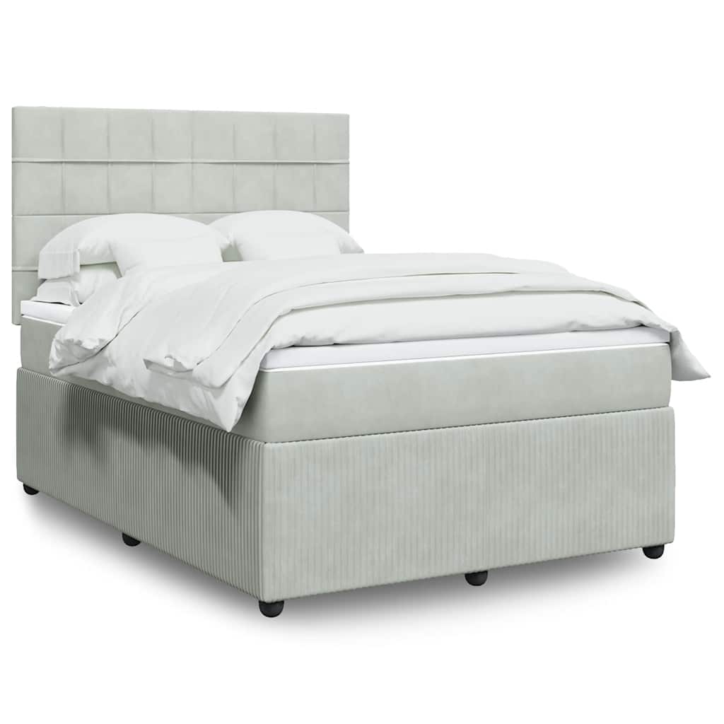 JUNG Vida Boxspringbett mit Matratze Hellgrau 160x200 cm Samt