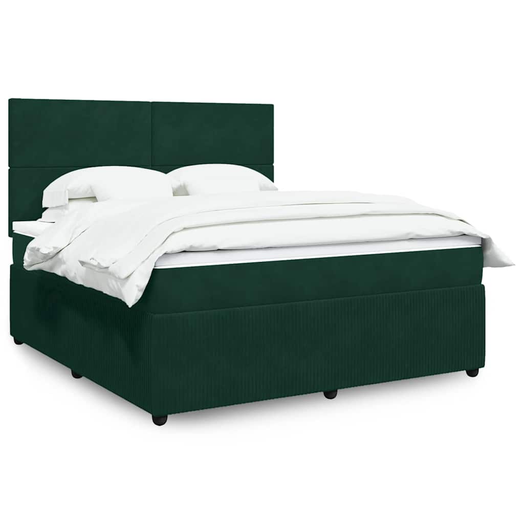 JUNG Vida Boxspringbett mit Matratze Dunkelgrün 180x200 cm Samt