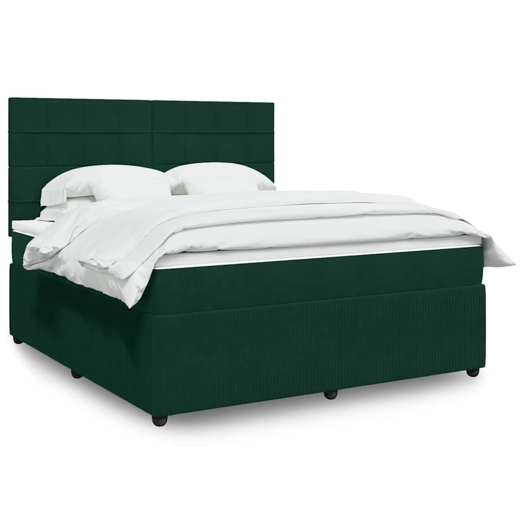 JUNG Vida Boxspringbett mit Matratze Dunkelgrün 180x200 cm Samt