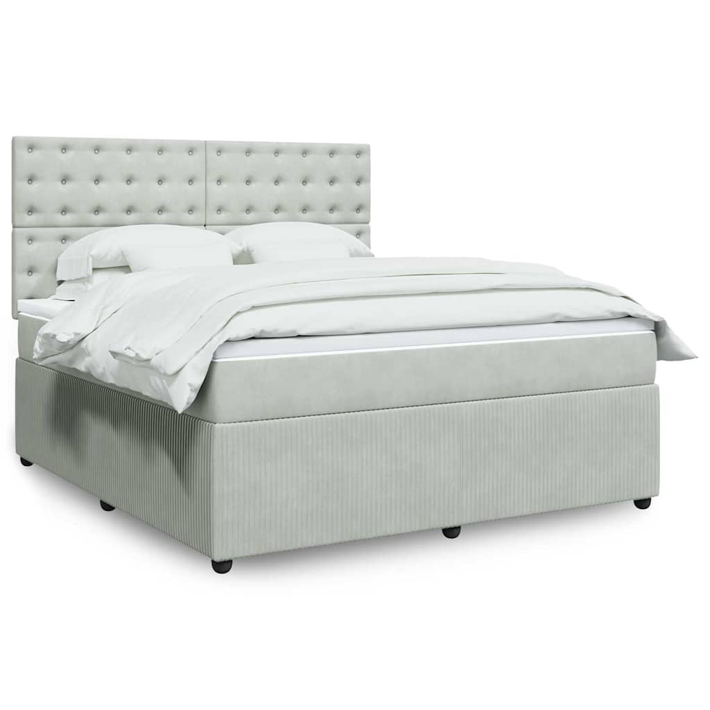 JUNG Vida Boxspringbett mit Matratze Hellgrau 180x200 cm Samt