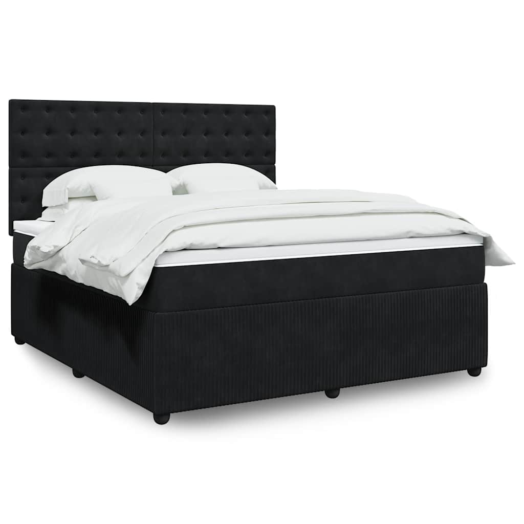 JUNG Vida Boxspringbett mit Matratze Schwarz 180x200 cm Samt