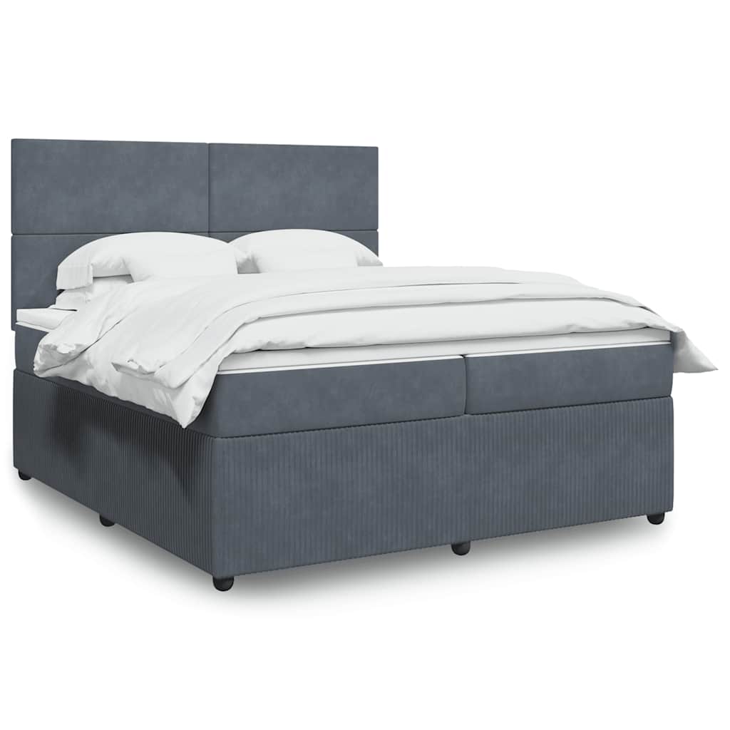 JUNG Vida Boxspringbett mit Matratze Dunkelgrau 200x200 cm Samt