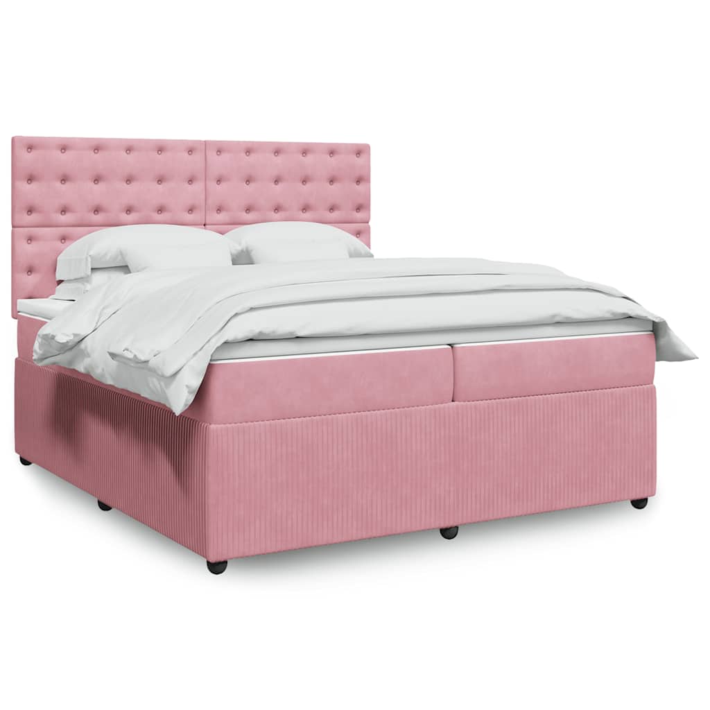 JUNG Vida Boxspringbett mit Matratze Rosa 200x200 cm Samt