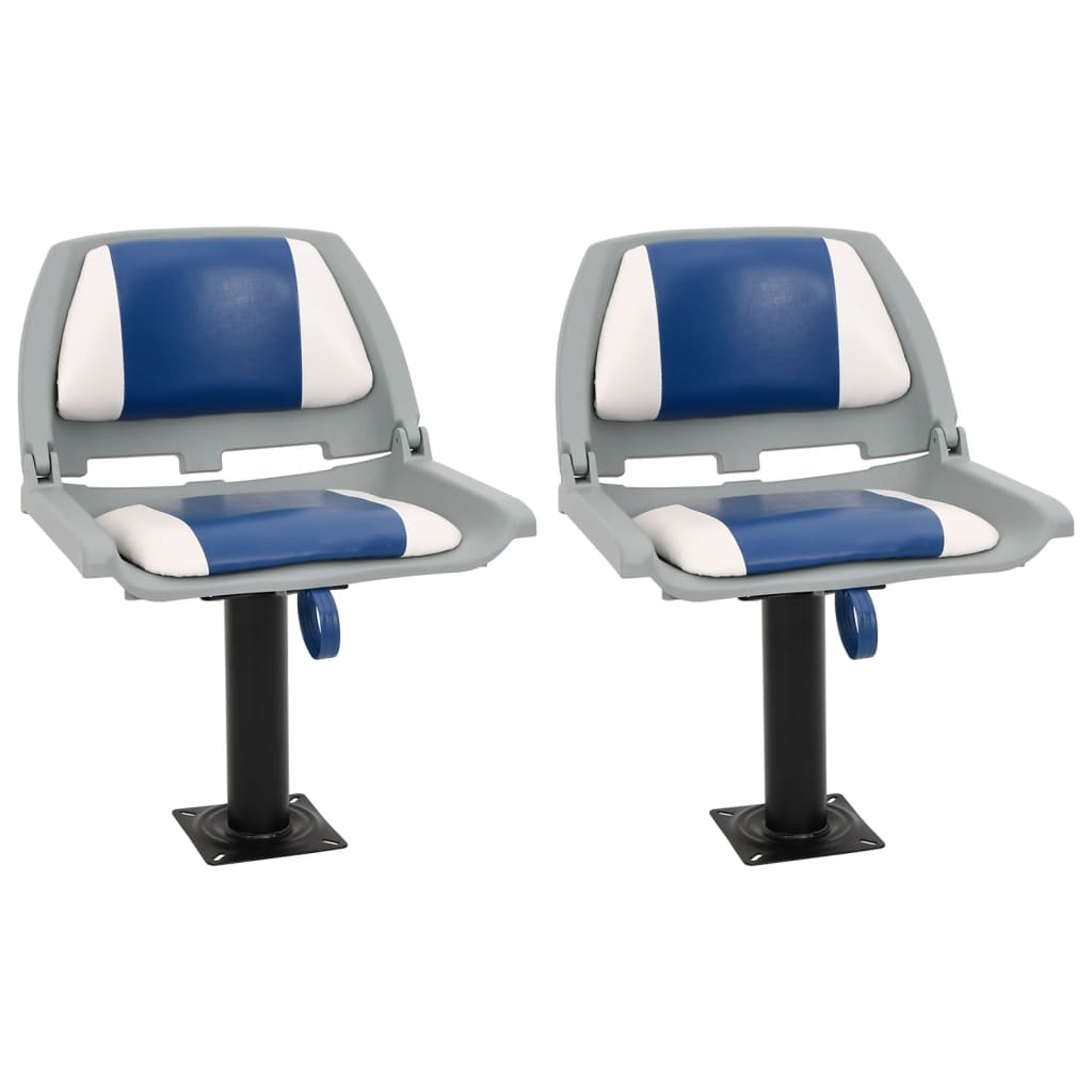 JUNG Vida 4-tlg. Bootssitz-Set Klappbar Blau und Weiß 48x51x41 cm