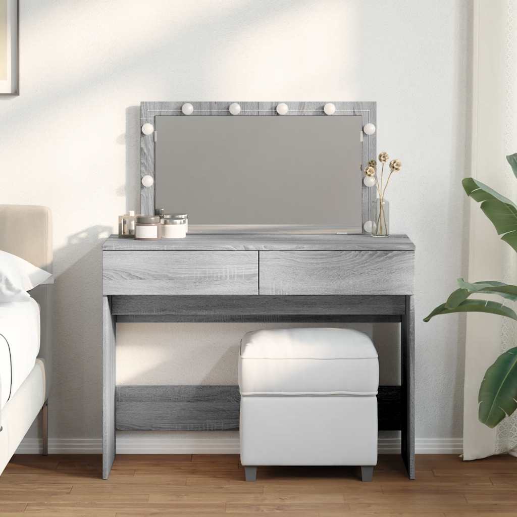 JUNG Vida Schminktisch mit LED-Beleuchtung Grau Sonoma 100x40x120 cm