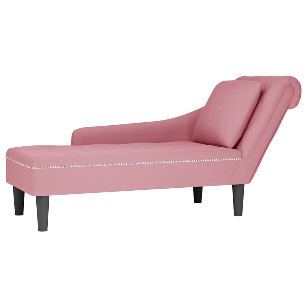 JUNG Vida Chaiselongue mit Kissen und Rechter Armlehne Rosa Samt