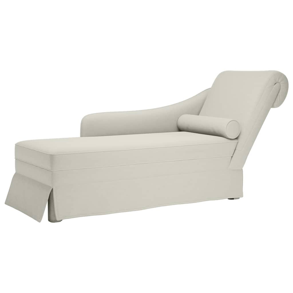 JUNG Vida Chaiselongue mit Nackenrolle und Rechter Armlehne Creme Samt