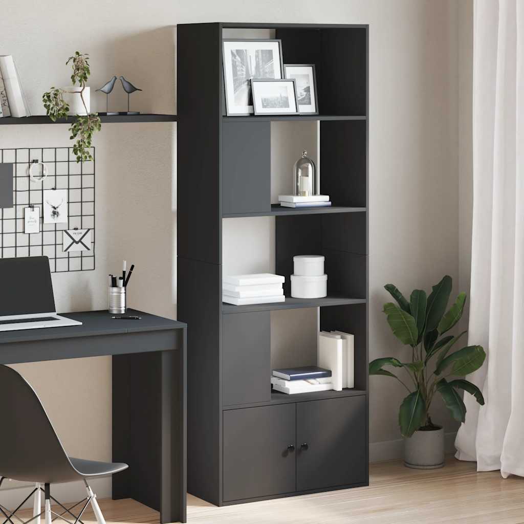 JUNG Vida Bücherregal Schwarz 70x36x189 cm Holzwerkstoff