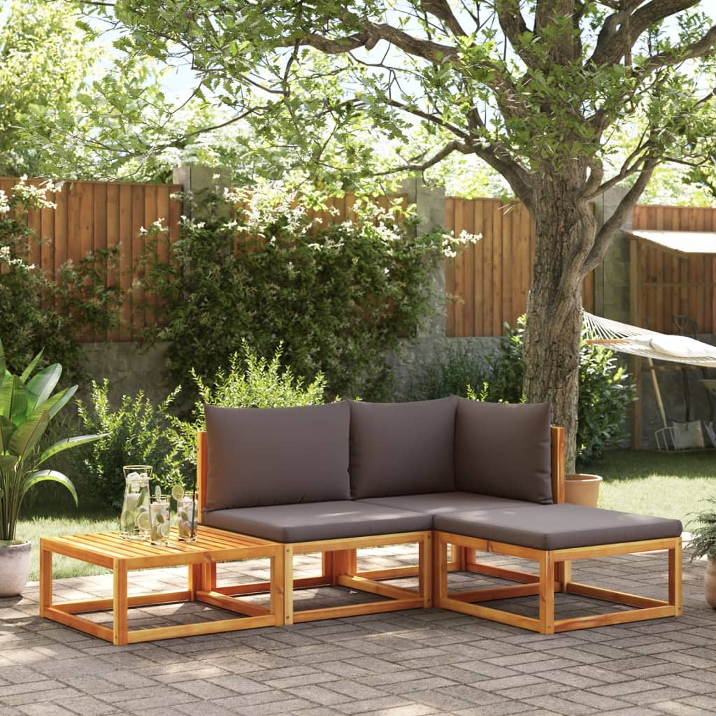 JUNG Vida 4-tlg. Gartensofa-Set mit Kissen Holz Akazie & Seil