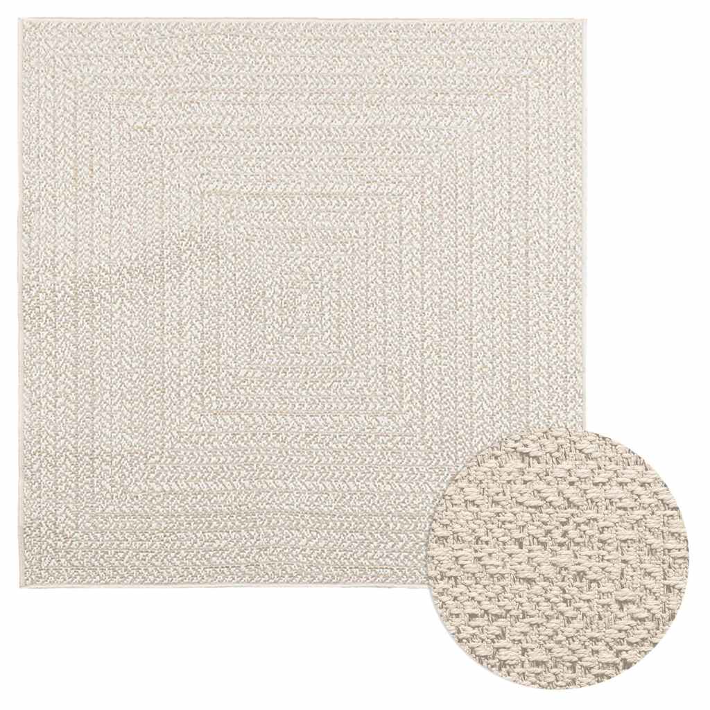 JUNG Vida Teppich ZIZUR Creme 120x120 cm Jute-Optik Indoor und Outdoor