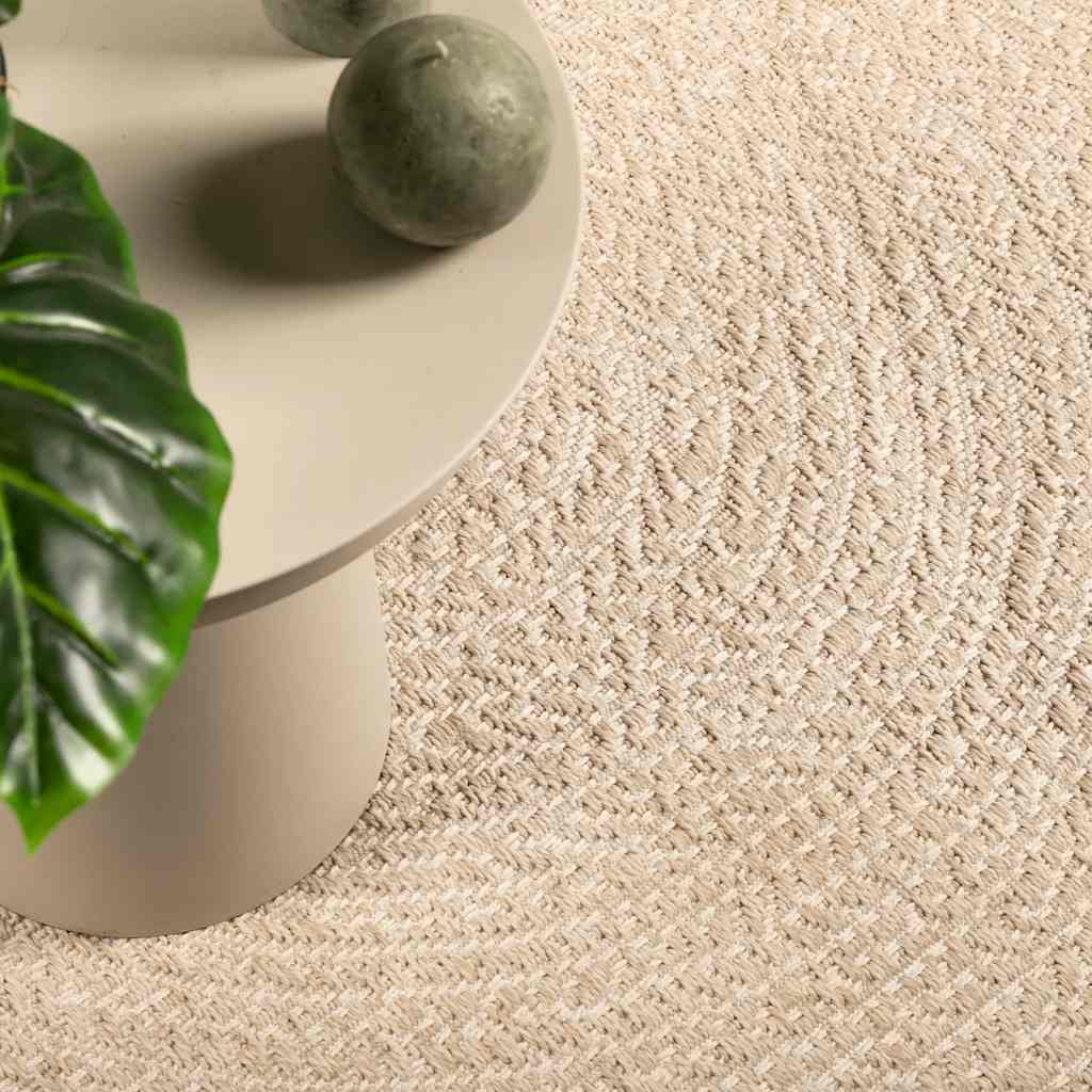 JUNG Vida Teppich ZIZUR Beige 120x120 cm Jute-Optik Indoor und Outdoor