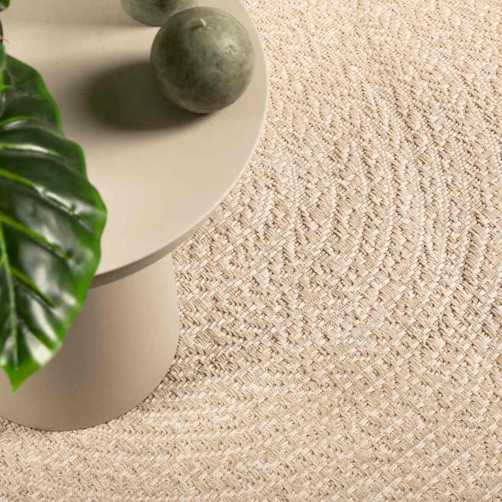 JUNG Vida Teppich ZIZUR Beige Ø 200 cm Jute-Optik Indoor und Outdoor
