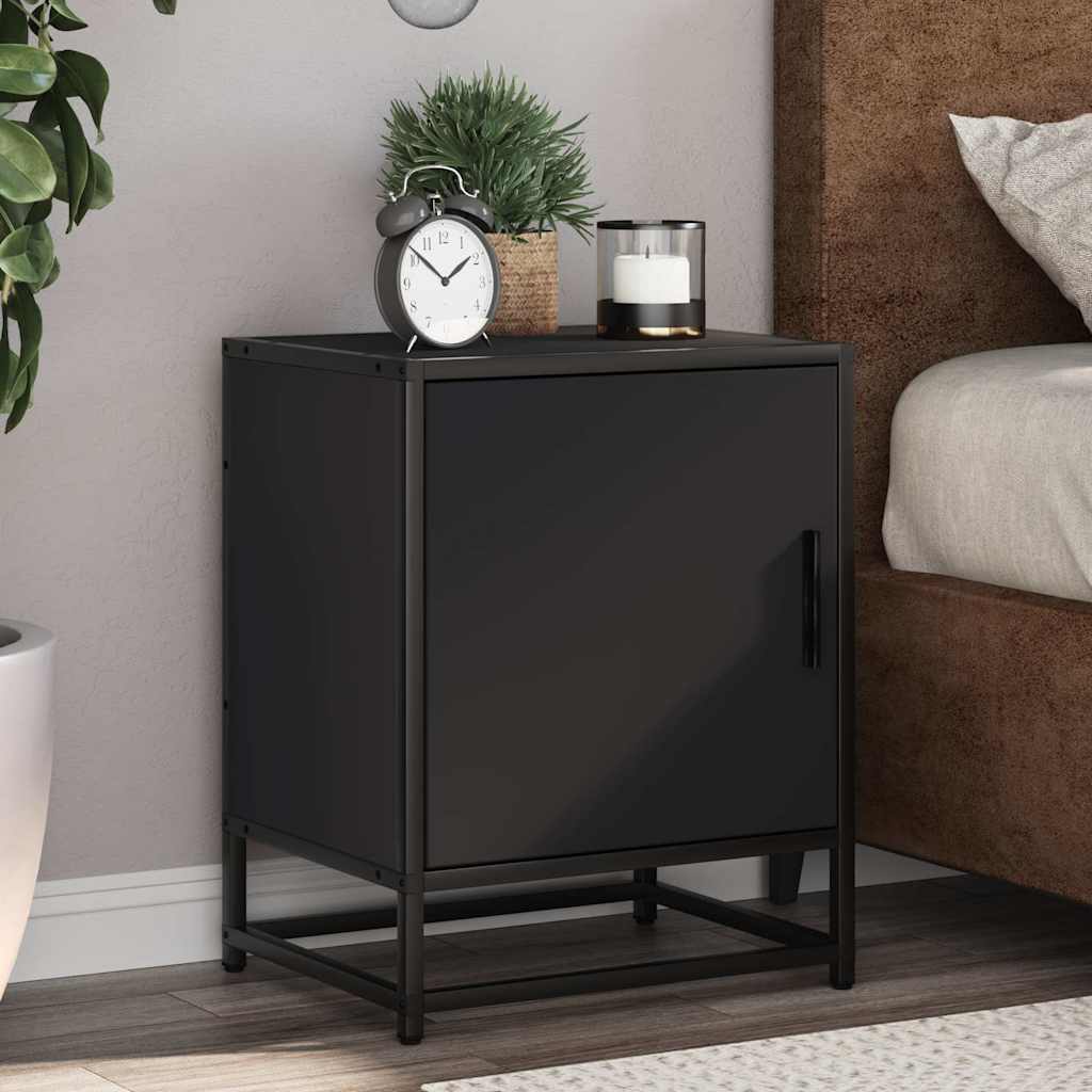 JUNG Vida Nachttisch Schwarz 40x31x50 cm Holzwerkstoff und Metall