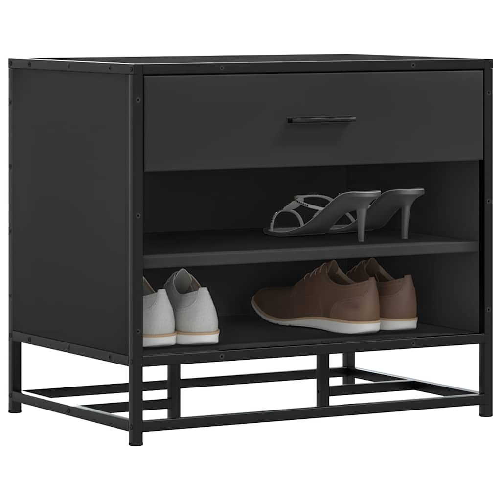 JUNG Vida Schuhbank Schwarz 60x40x53,5 cm Holzwerkstoff und Metall