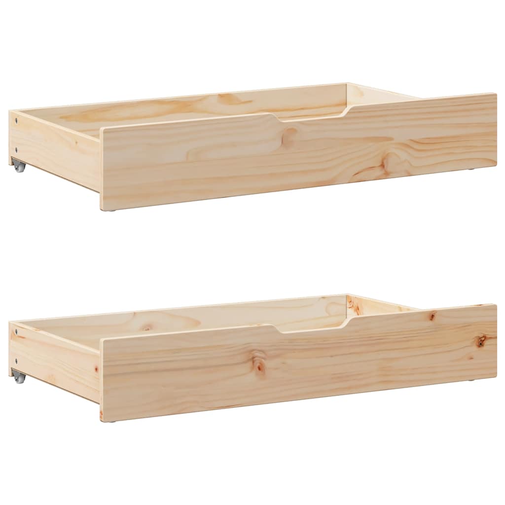JUNG Vida Bettschubladen mit Rollen 2 Stk. 90x55x17 cm Massivholz Kiefer