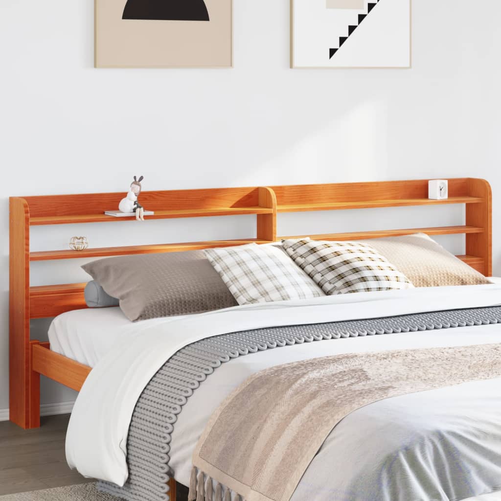 JUNG Vida Kopfteil mit Ablagen Wachsbraun 200 cm Massivholz Kiefer