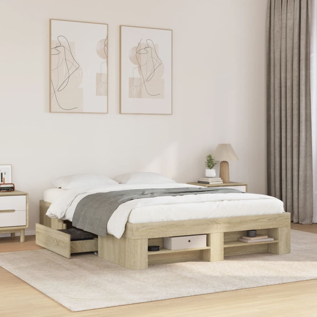 JUNG Vida Bettgestell ohne Matratze Sonoma-Eiche 140x200 cm Holzwerkstoff