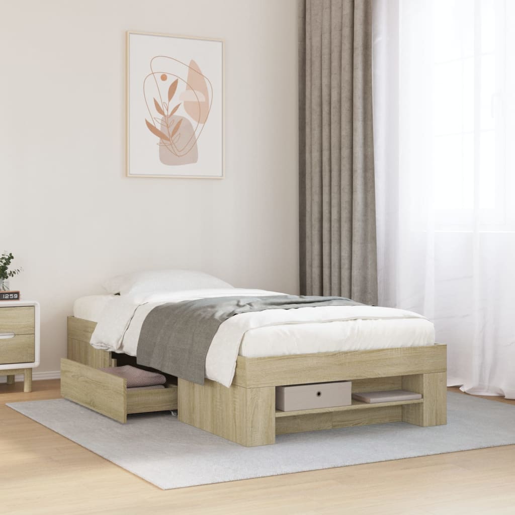 JUNG Vida Bettgestell ohne Matratze Sonoma-Eiche 100x200 cm Holzwerkstoff