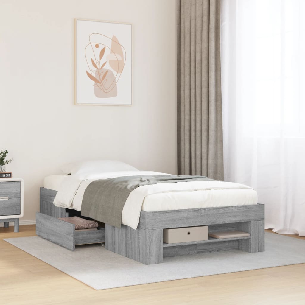 JUNG Vida Bettgestell Grau Sonoma 100x200 cm Holzwerkstoff
