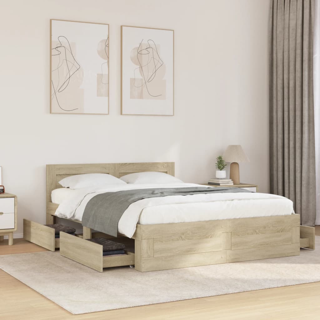 JUNG Vida Bettgestell mit Kopfteil Sonoma-Eiche 120x190 cm Holzwerkstoff
