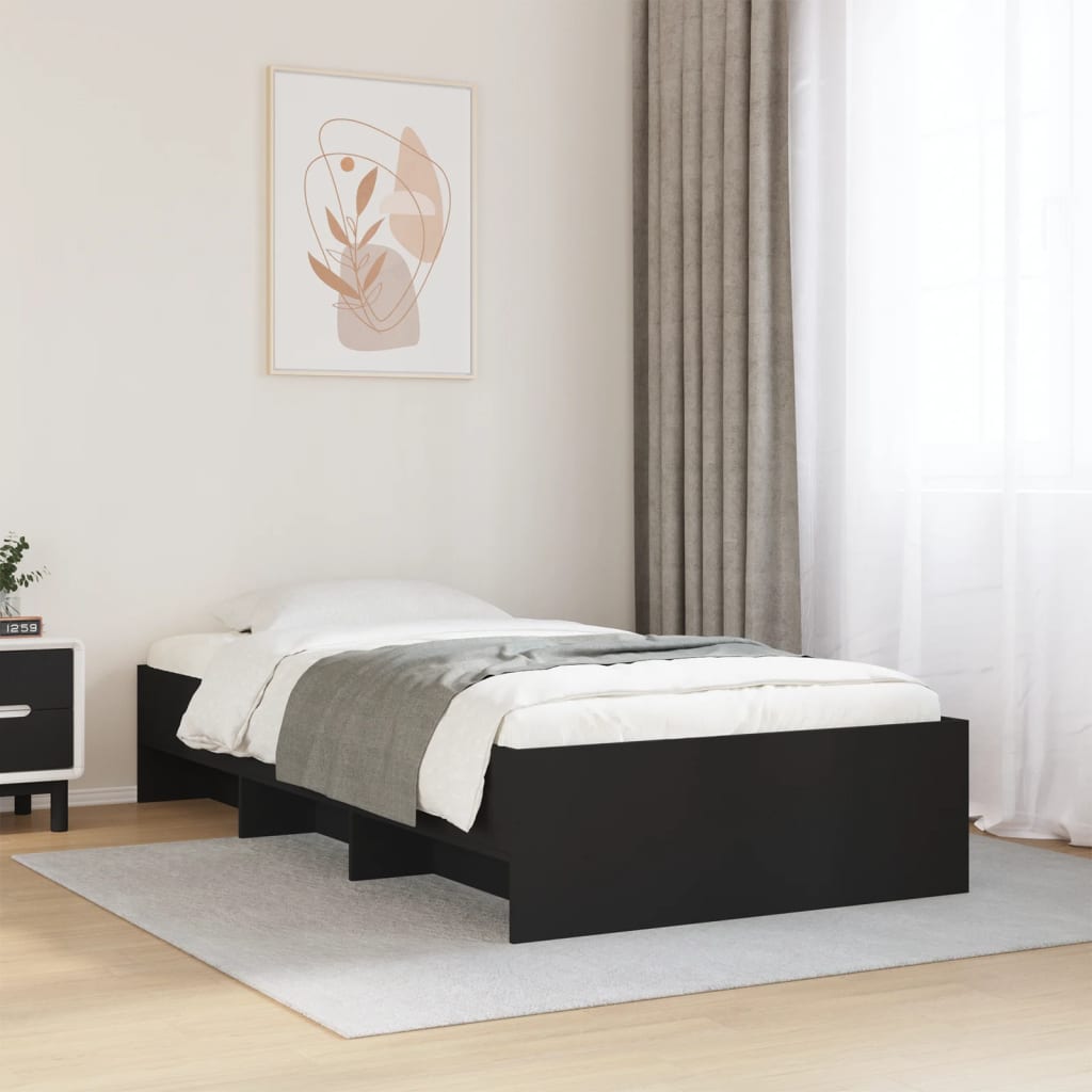 JUNG Vida Bettgestell Schwarz 100x200 cm Holzwerkstoff