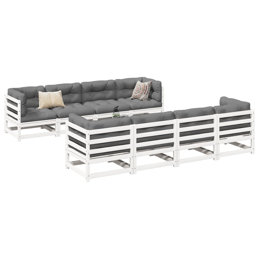 JUNG Vida 9-tlg. Garten-Sofagarnitur Weiß Massivholz Kiefer