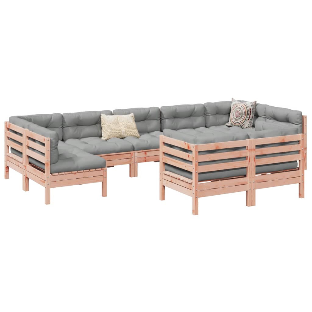 JUNG Vida 9-tlg. Garten-Sofagarnitur mit Kissen Massivholz Douglasie