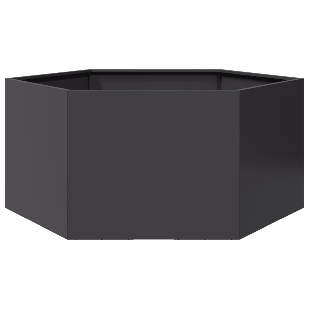 JUNG Vida Pflanzkübel Schwarz Sechseckig 104x90x45 Stahl