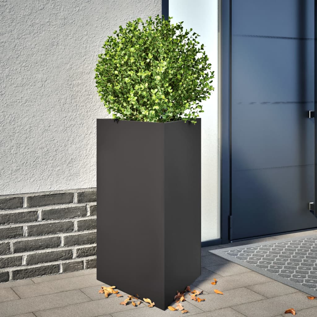 JUNG Vida Pflanzkübel 2 Stk. Schwarz Dreieckig 50x43x75 cm Stahl