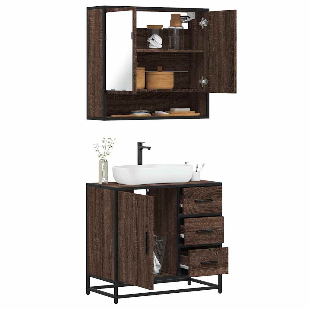 JUNG Vida 2-tlg. Badmöbel-Set Braun Eichen-Optik Holzwerkstoff