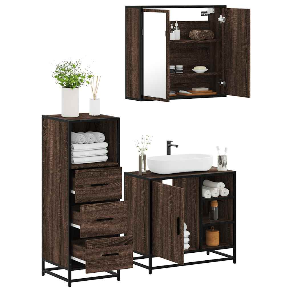 JUNG Vida 3-tlg. Badmöbel-Set Braun Eichen-Optik Holzwerkstoff