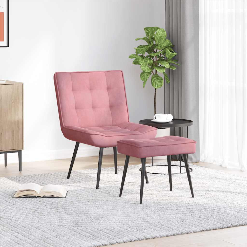 JUNG Vida Relaxsessel mit Hocker Rosa Samt