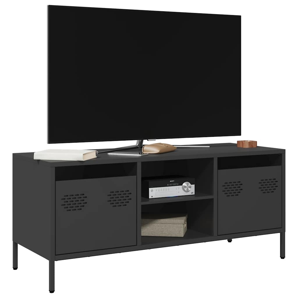 JUNG Vida TV-Schrank Schwarz 101,5x39x43,5 cm Kaltgewalzter Stahl