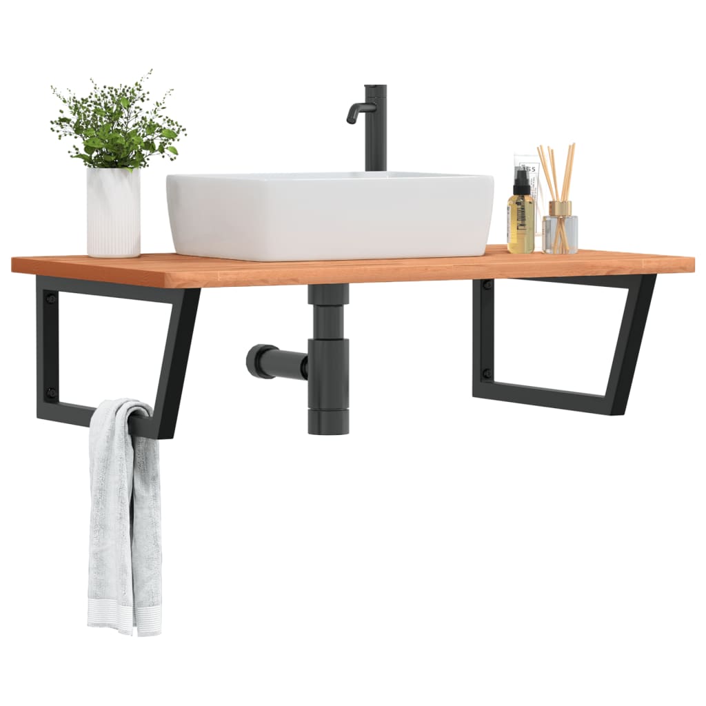 JUNG Vida Waschbeckenregal Wandmontage Stahl und Massivholz Buche