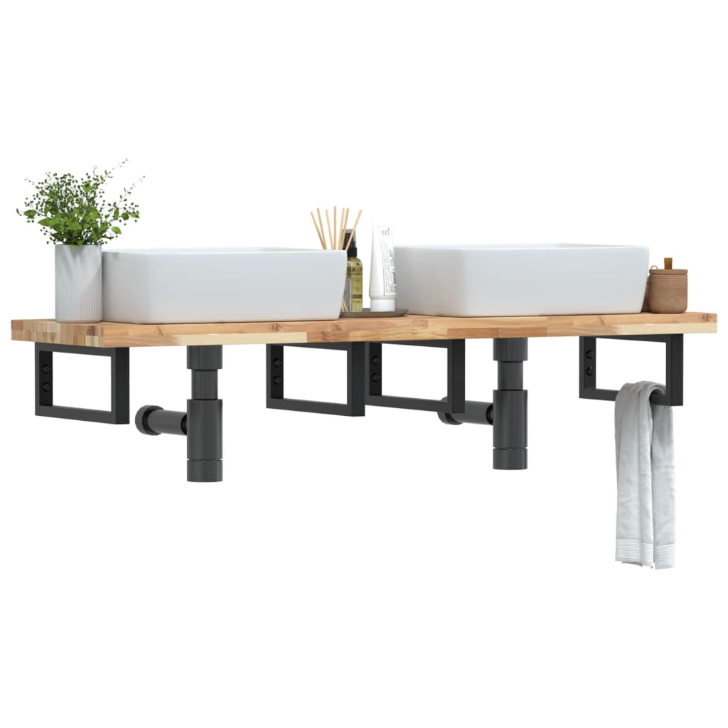 JUNG Vida Waschbeckenregal Wandmontage Stahl und Akazienholz