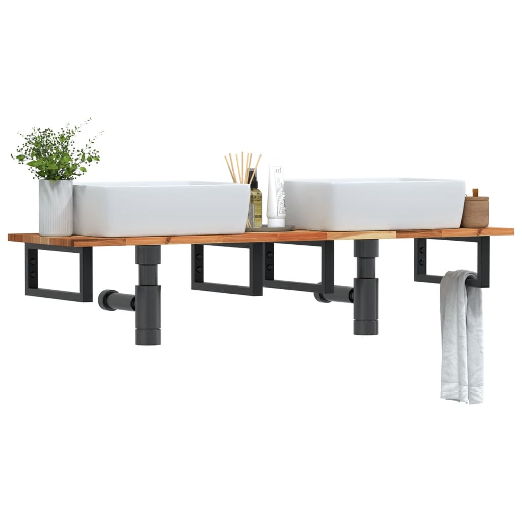 JUNG Vida Waschbeckenregal Wandmontage Stahl und Akazienholz