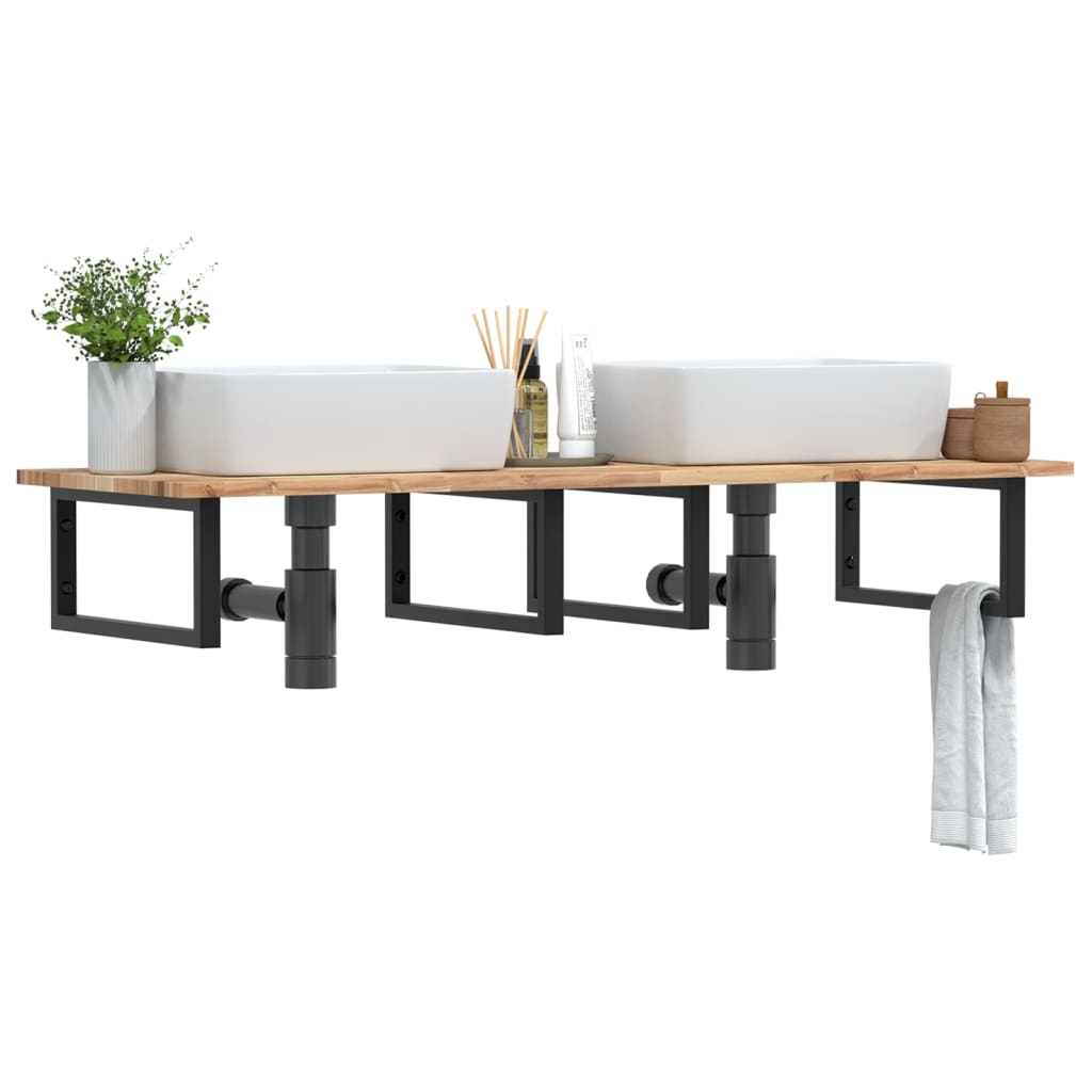 JUNG Vida Waschbeckenregal Wandmontage Stahl und Akazienholz