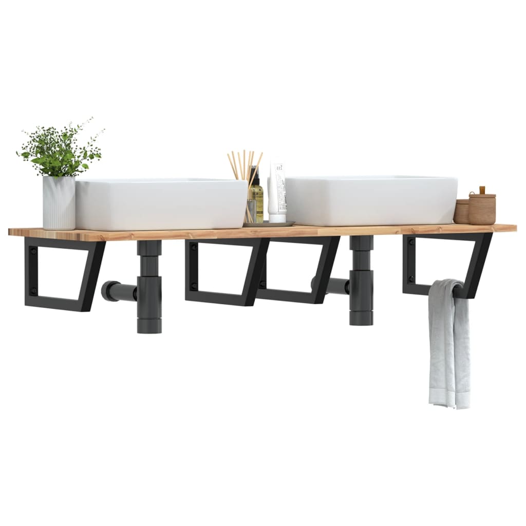 JUNG Vida Waschbeckenregal Wandmontage Stahl und Akazienholz