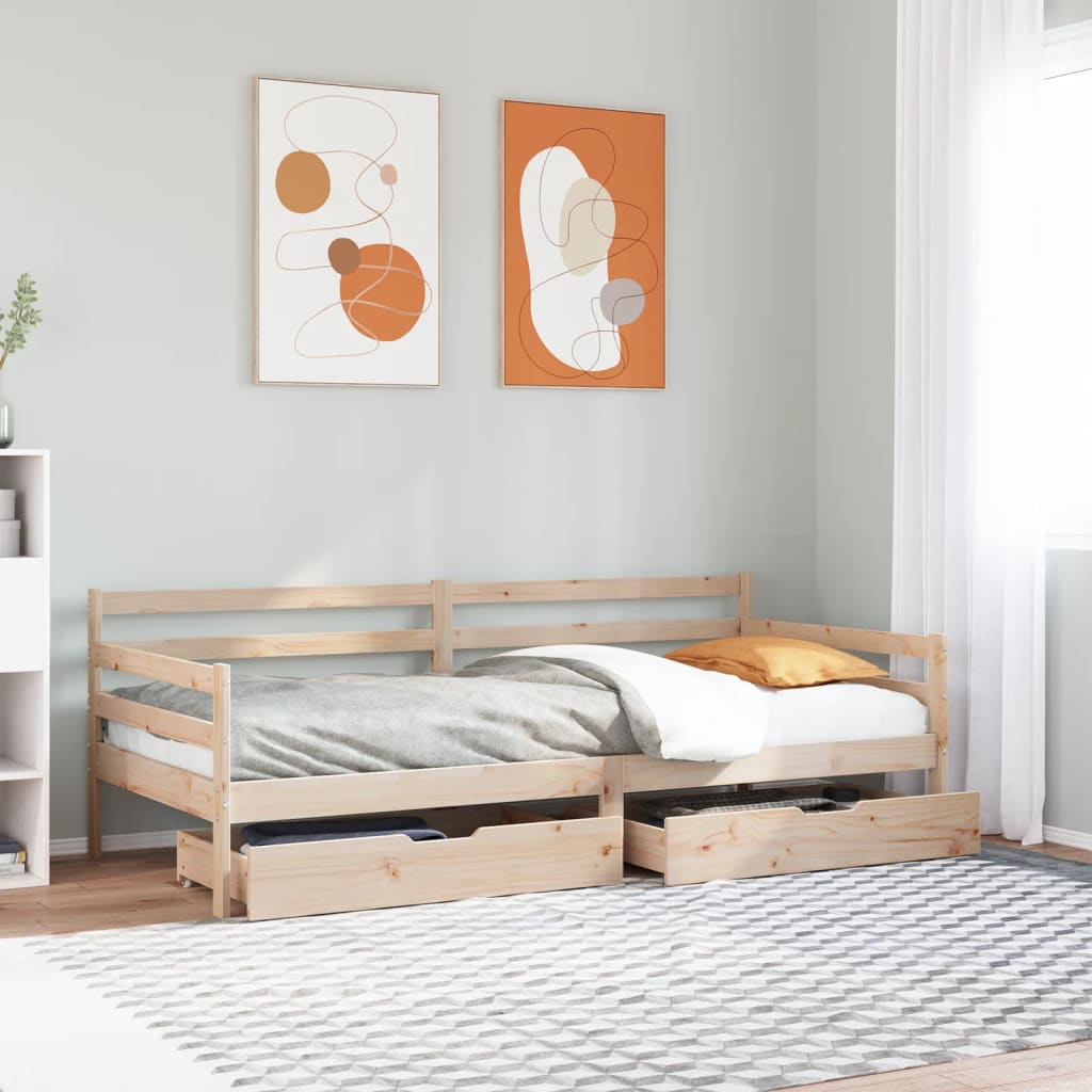 JUNG Vida Tagesbett mit Schubladen Weiß 80x200 cm Kiefernholz