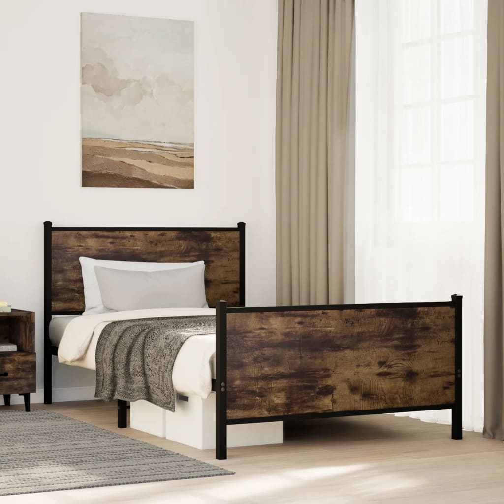 JUNG Vida Metallbett ohne Matratze Räuchereiche 100x190 cm